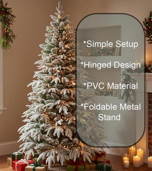 4FT to 10FT Snow Covered Artificial Christmas Trees with Flocked Green Branches image 8