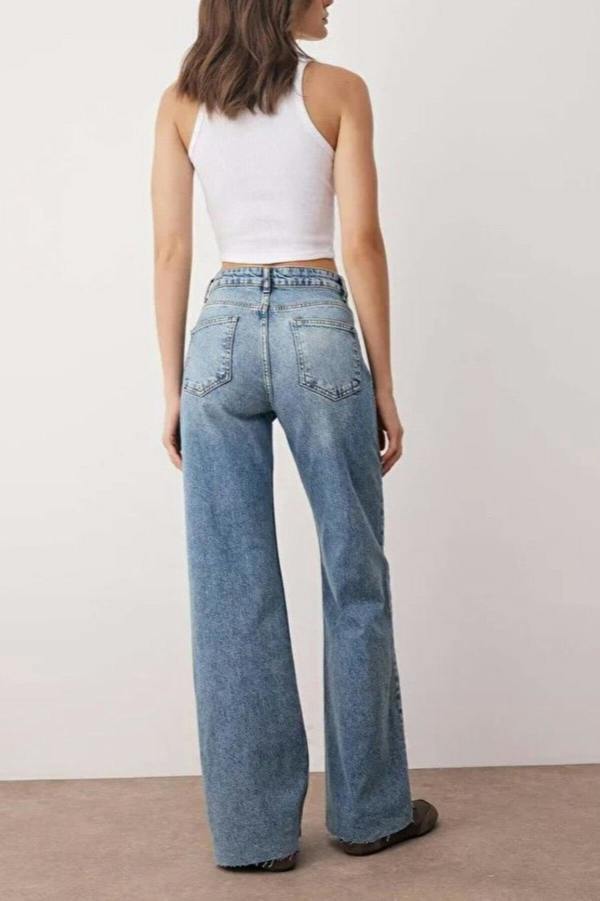 WOVCOR High Waist Comfort Cut Wide Leg Palazzo Jeans