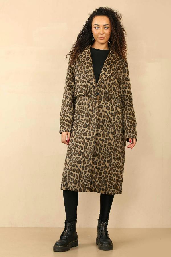 Leopard Print Longline Coat - Bold Streetwear Style - Elaina Fashion