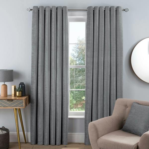Smart Living Chenille Eyelet Curtain - Silver