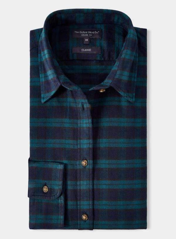 Classic Flannel Shirt - Green and Navy Check