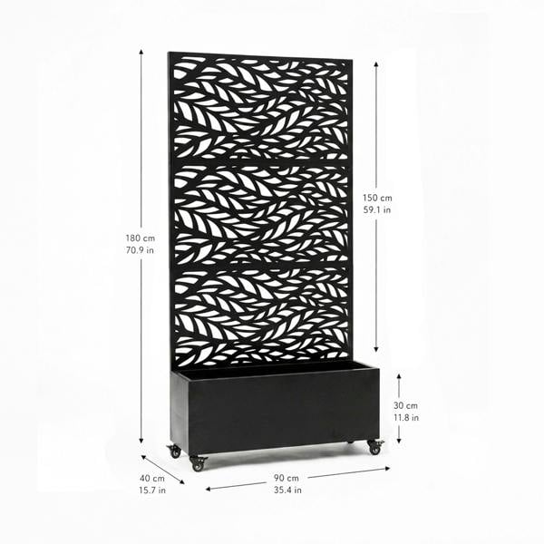 Nicoman Metal Indoor/Outdoor Privacy Screen with Plant Pot - Leaf