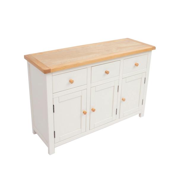 Cabinet Bits Maggiori Off White 3 Drawer 3 Door Sideboard Wood Knob