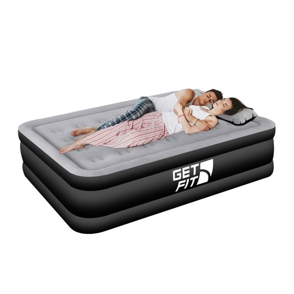 Get Fit Blow Up Air Bed with Built In Electric Pump- Free Pillow - Elevated Air Mattress - Double