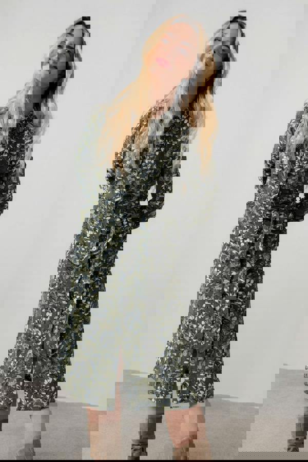 Lily & Me Anya Cotton Pincord Midi Shirt Dress Moss