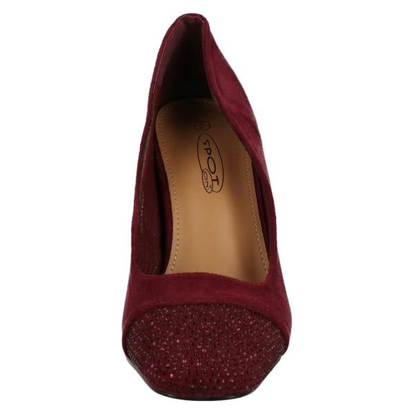 Spot On Ladies Spot On Diamante Heel And Toe Cap Court Shoes  F90138