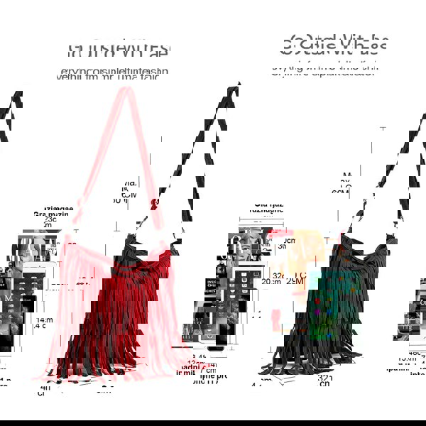 Kitise Italian Real Suede Leather Fringed Shoulder - Cross body Handbag