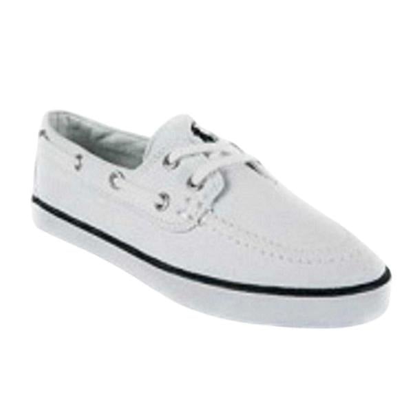 Ralph Lauren Childrens/Kids Briar Canvas Flat Boat Shoes - White/Navy - 