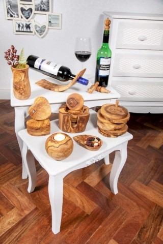 Verano Spanish Ceramics Olive Wood - Handmade 6 Rustic Coasters