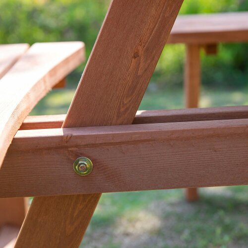 Wyld Haus Bataba Brown Fir Wood 8 Seater Outdoor Picnic Table Set