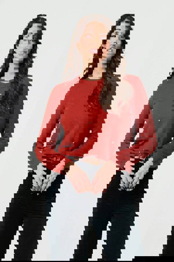 Orange | Floral Gemstone Embellished Jumper
