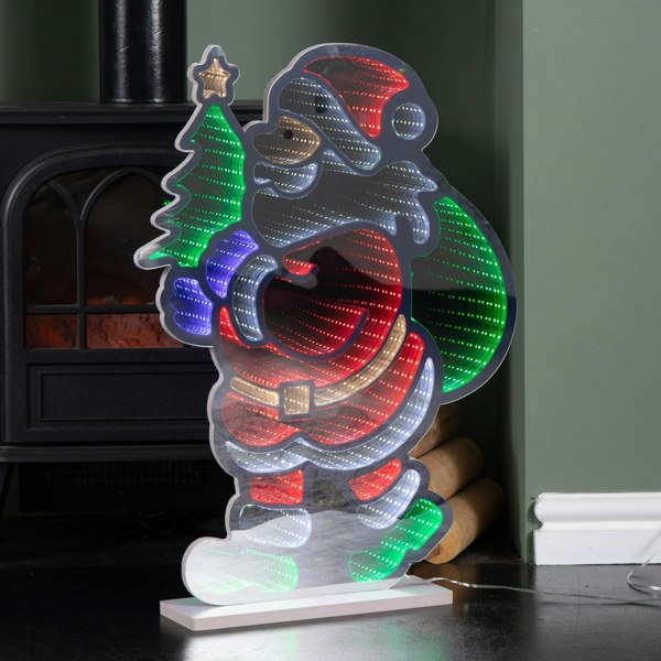 Samuel Alexander 60cm Light up Standing Santa with Tree Christmas Infinity Light with Multi-Coloured LEDs