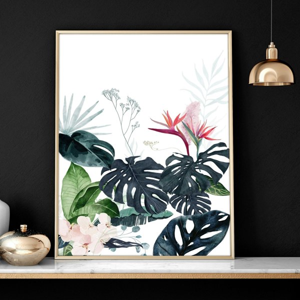 Wall painting for living room | Set of 3 Tropical wall art