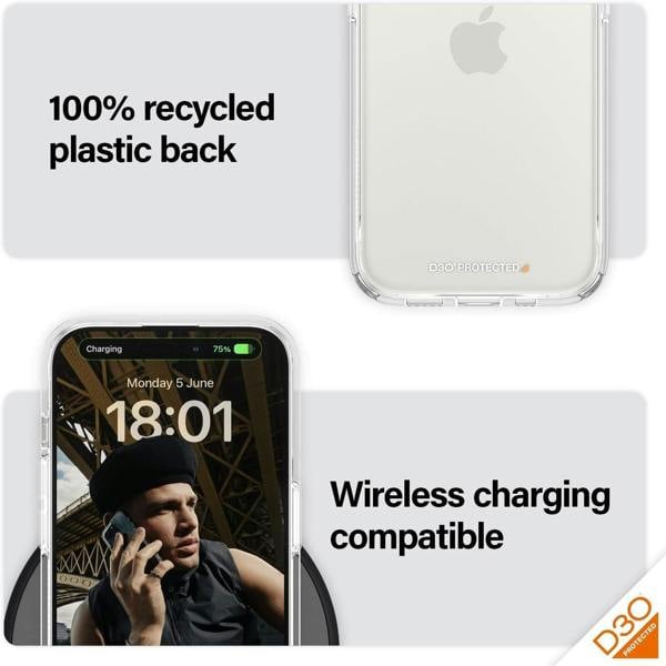 PanzerGlass Panzer Glass Military Grade Standard Hard Case for iPhone 15 Pro 6.1" Clear - 1173