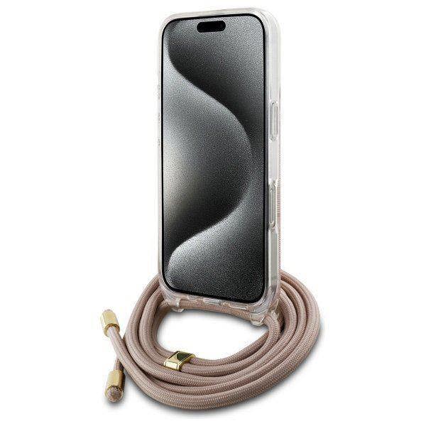 Guess 4G Crossbody Cord Print Case for iPhone 16 6.1" Pink - GUHCP16SHC4SEP