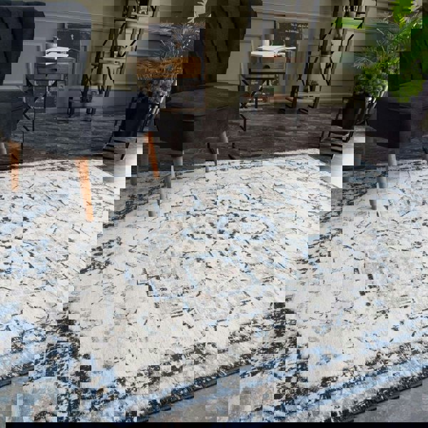 Living Room Rug Moroccan Design In Blue