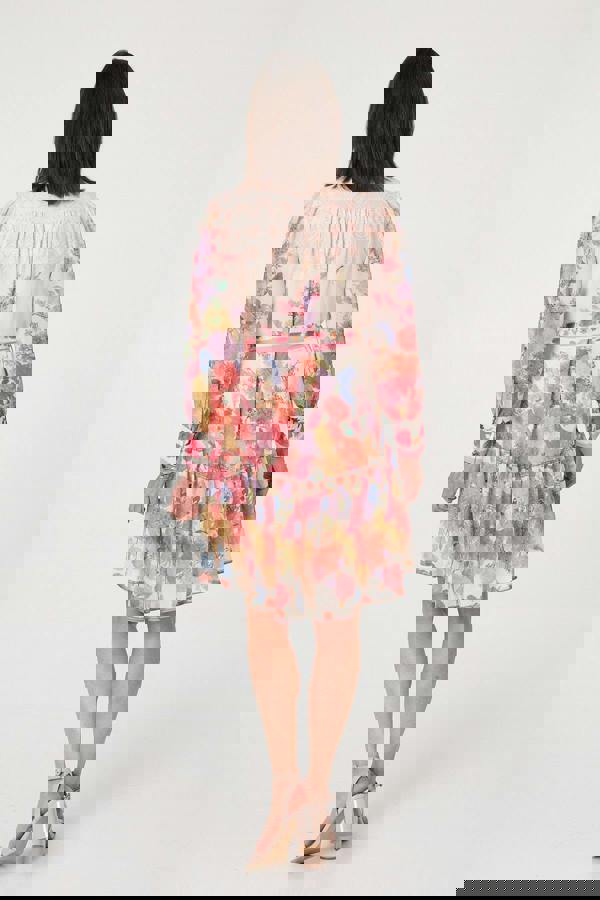 Orange | Floral Frill Hem Knee Length Shirt Dress