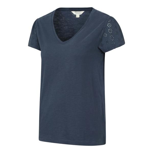 Mountain Warehouse Womens/Ladies Malaga Broderie Sleeve T-Shirt - Navy - 