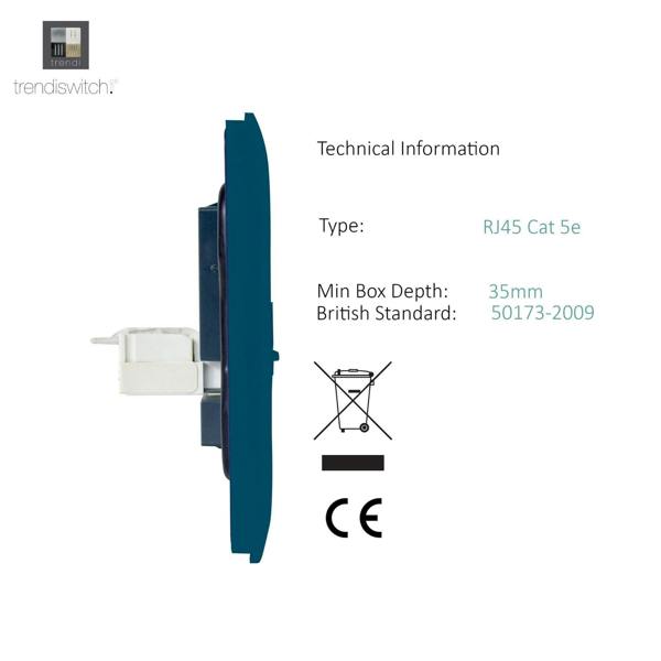 Trendi Switch 1 Gang RJ45 Cat 5e PC Ethernet Socket in Midnight Blue
