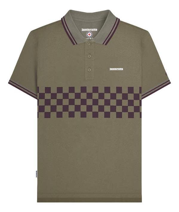 Lambretta Mens Classic Retro 2 Tone Mod Ska Casual Polo Shirt