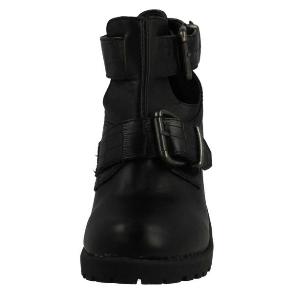 Red:Tag Girls Red Tag Buckle Strap Block Heel Ankle Boots