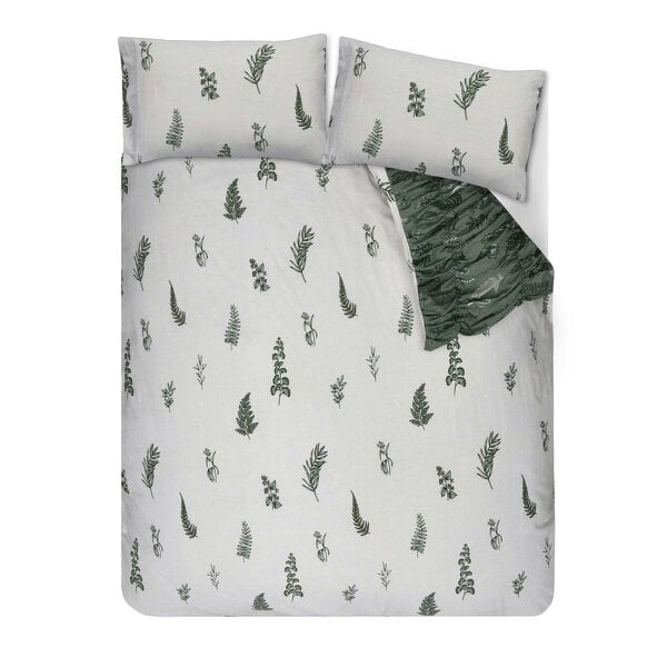 Smart Living Reversible Polycotton Fern Rouched Duvet Cover and Pillowcase Set