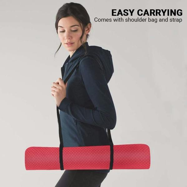 ROMIX Pro Yoga Mat with Alignment Lines, 6mm Non Slip Lightweight Exercise Mat with Carry Bag and Strap