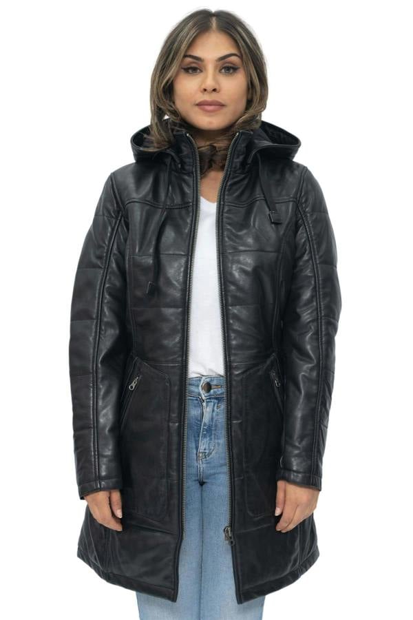 Infinity Leather Women's Leather Quilted Parka Coat-Allentown
