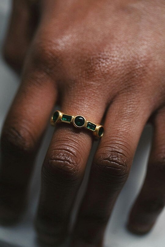 SVNX The 'Knox' Ring in Gold and Green