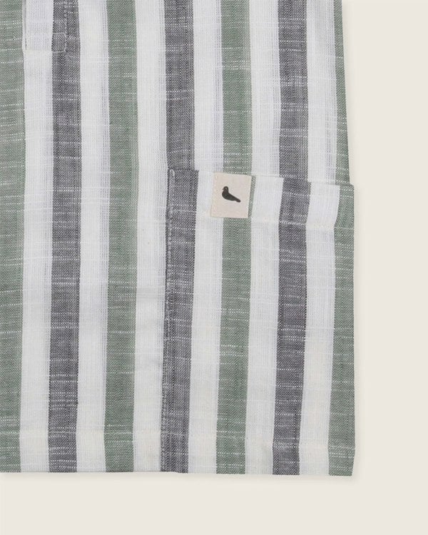 Multicolour Stripe Print Mandarin Collar Shirt - image 3