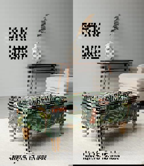 ISTOOLS Premium Green Floral Velvet Ottoman Bench with Storage – Luxury Coffee Table & Pouffe Seating