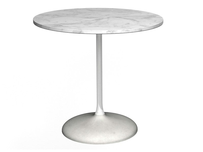 Circular Dining Table - White Marble Top, Gloss White Column & Concrete Base by Gillmore British Design © GillmoreSPACE Ltd