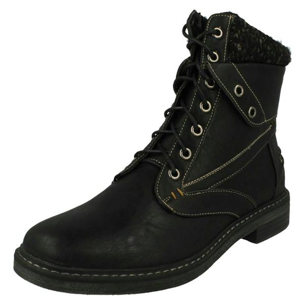Spot On Ladies Spot On Knitted Cuff Ankle Boots F4447