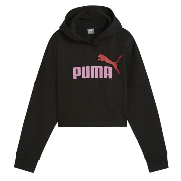 Puma Girls Logo Relaxed Fit Crop Hoodie - Puma Black - 