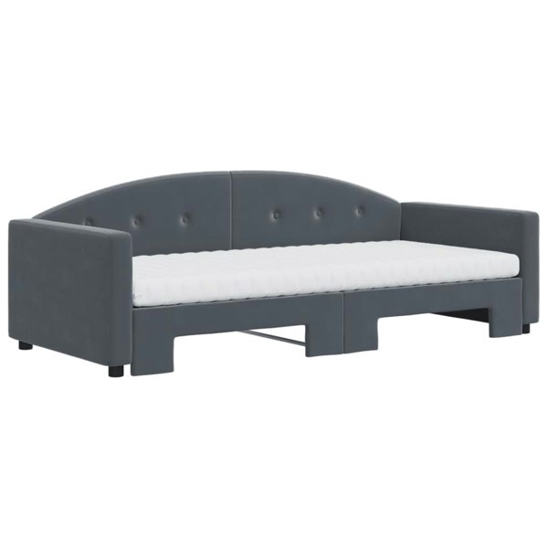 Berkfield Daybed with Trundle and Mattresses Dark Grey 90x190 cm Velvet