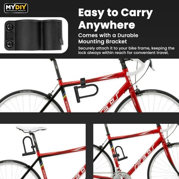 MY DIY PROFESSIONAL PRODUCTS My DIY U-Shaped Bike Lock - Heavy Duty Bicycle U Lock with 2 Keys - Rust & Weather Resistant Cycle Lock for MotorBikes
