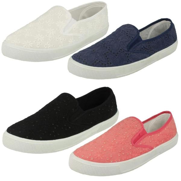 Spot On Ladies Spot On Slip On Plimsolls