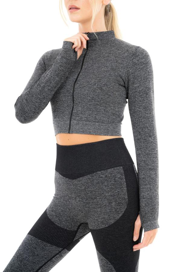 Smart Living Women's Seamless Ribbed Marl Jacket - Black
