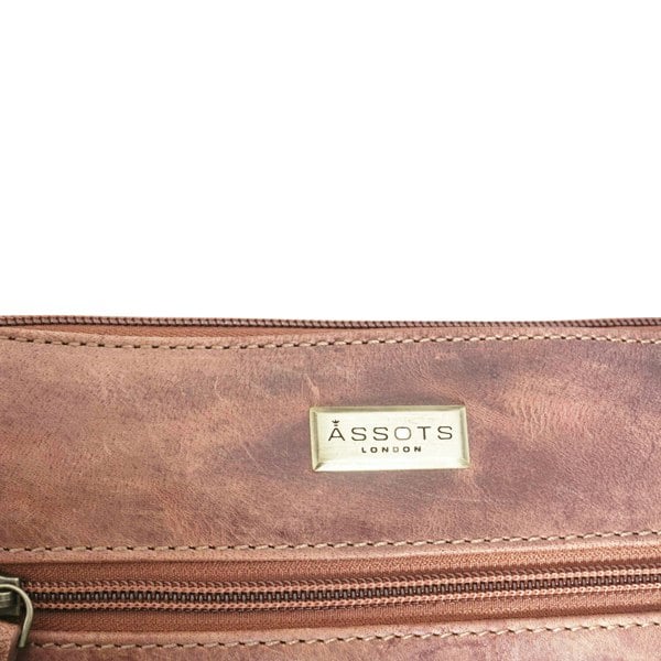 Assots London 'CORI' Distressed Tan Real Leather Crossbody Bag