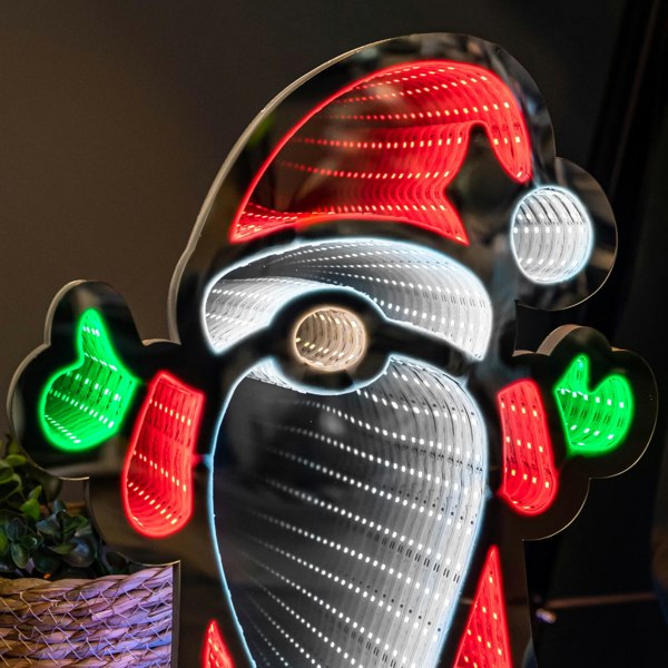Samuel Alexander 40cm Infinity Christmas Santa with Metal Base and Multi-Coloured LEDs