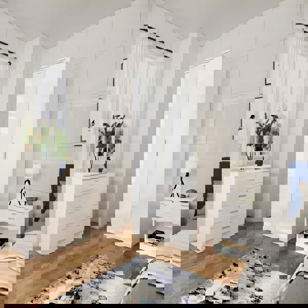 Comfy Living High Gloss Bedroom Furniture 3 Piece Trio Set Wardrobe Chest Bedside