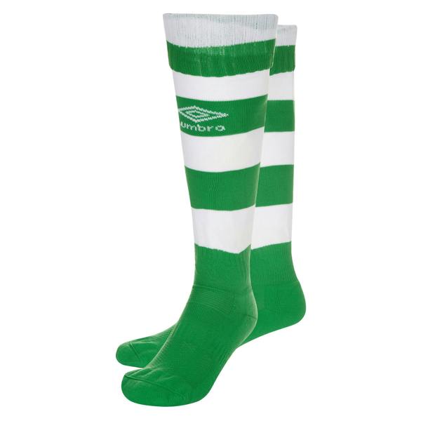 Umbro Mens Hoop Stripe Socks - Emerald Green/White - 