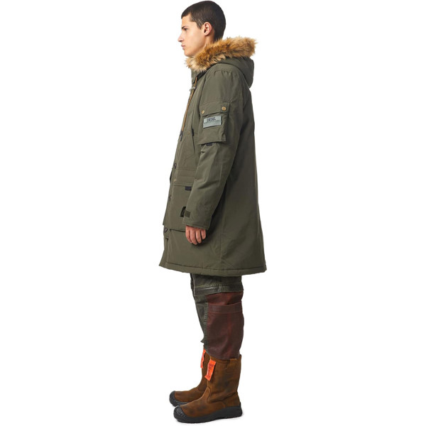 Diesel W Colby 21 Green Hooded Parka Coat