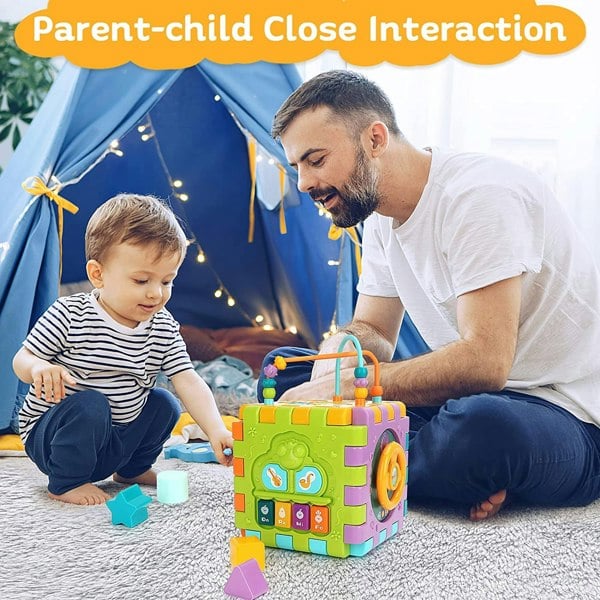 deAO Toys Activity Cube Baby Toys, 6 in 1 Musical Activity Cube Educational Toy