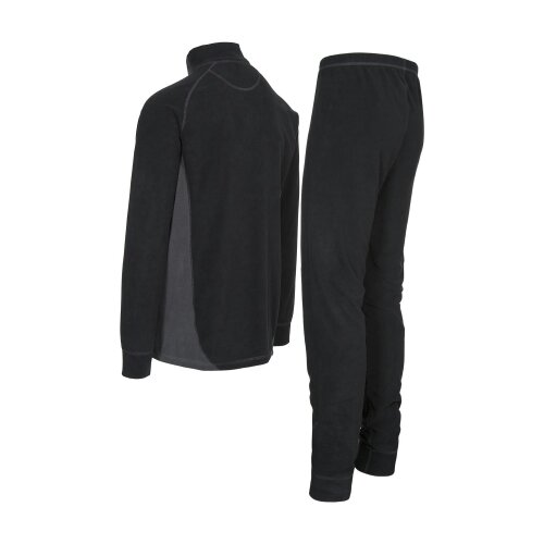 Trespass Unisex Thriller Thermal Top And Bottom Set - Black X