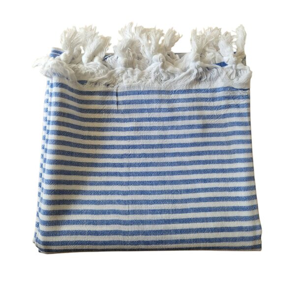 Cotton and Olive Assos Cotton Pack Light Hammam Towel - Royal Blue on White
