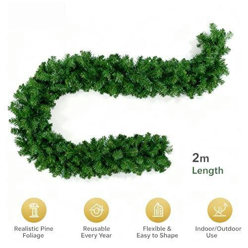 2m Plain Green Imperial Pine Christmas Garland, Non-Pre-Lit PVC Decorative Garland image 7