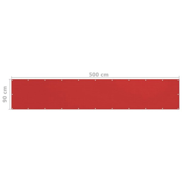 Berkfield Balcony Screen Red 90x500 cm HDPE