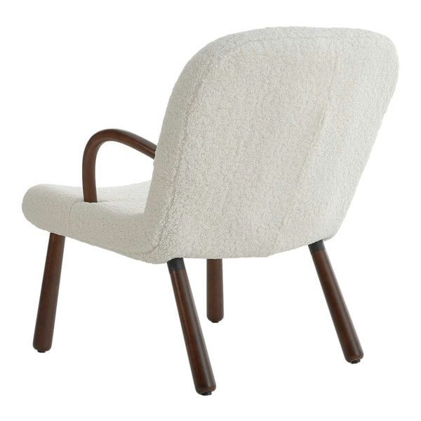 Modern White Lamb Wool Armchair with Ottoman Set Lounge Chair with Footstool Lounge Chairs Living and Home