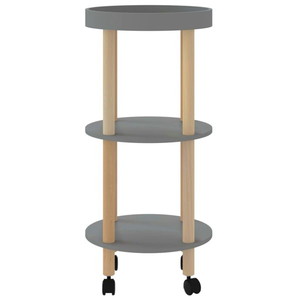 Berkfield 3-tier Trolley Grey 38x38x82cm Engineered Wood&Solid Wood Pine